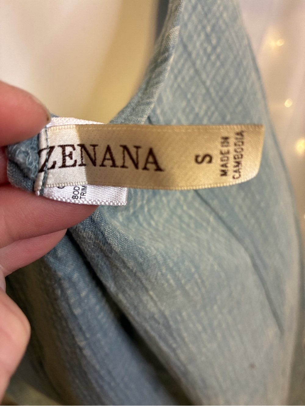 Zenana Dusty Blue/Cream Wide-Leg Square-Neck Jumpsuit (display small) - Picture 6 of 11